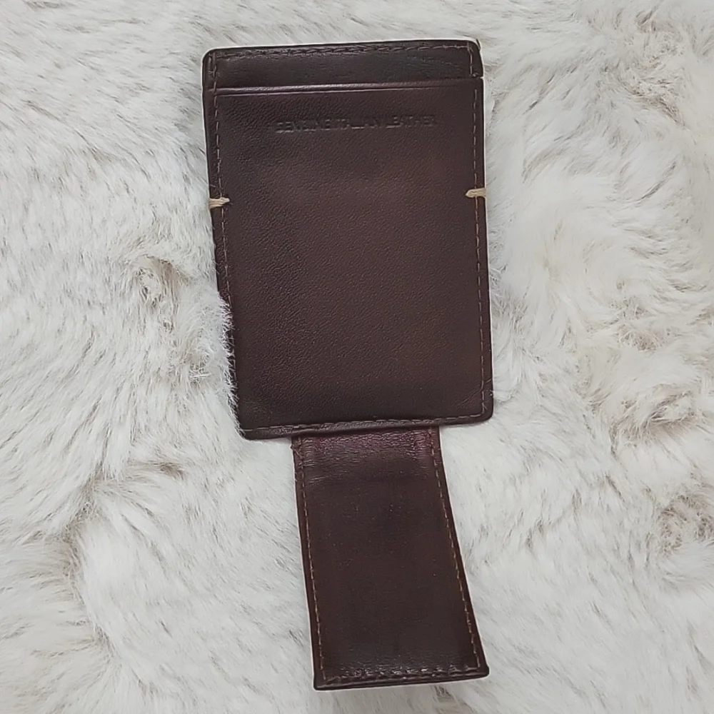 Tasso Elba Invechiato Brown Leather Magnetic Money Clip Card Holder Wallet